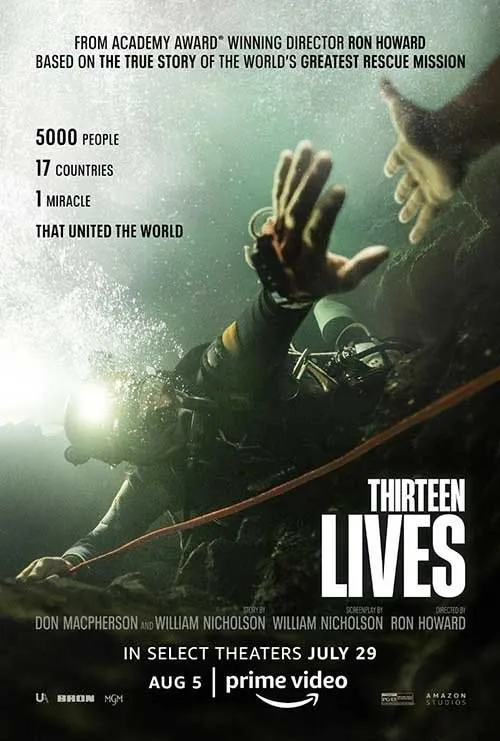Thirteen Lives true story movie poster on VizWriting VOD
