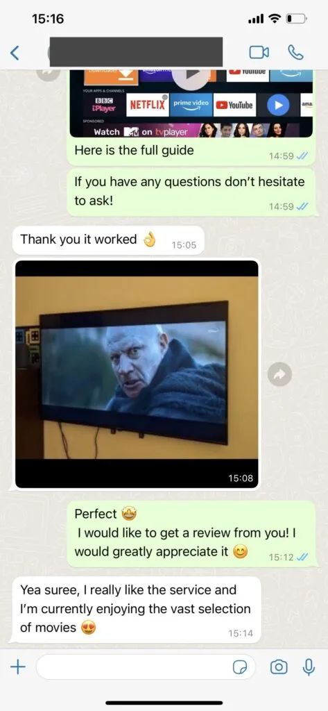 WhatsApp customer support chat screenshot 1